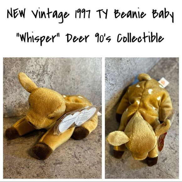 TY Beanie Baby Whisper Deer Fawn Vintage 90s NEW - Picture 2 of 10